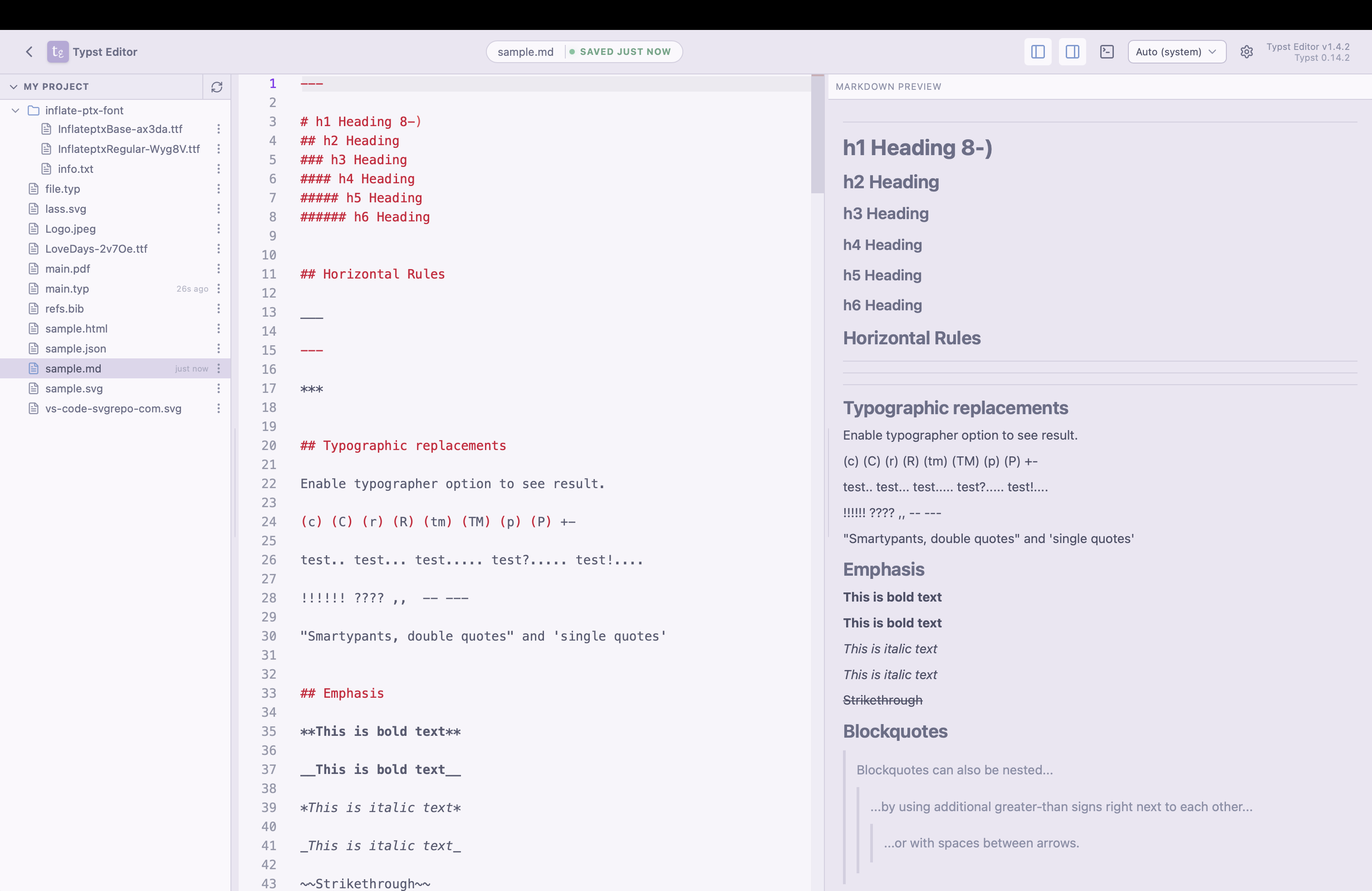 Typst Editor macOS Markdown preview