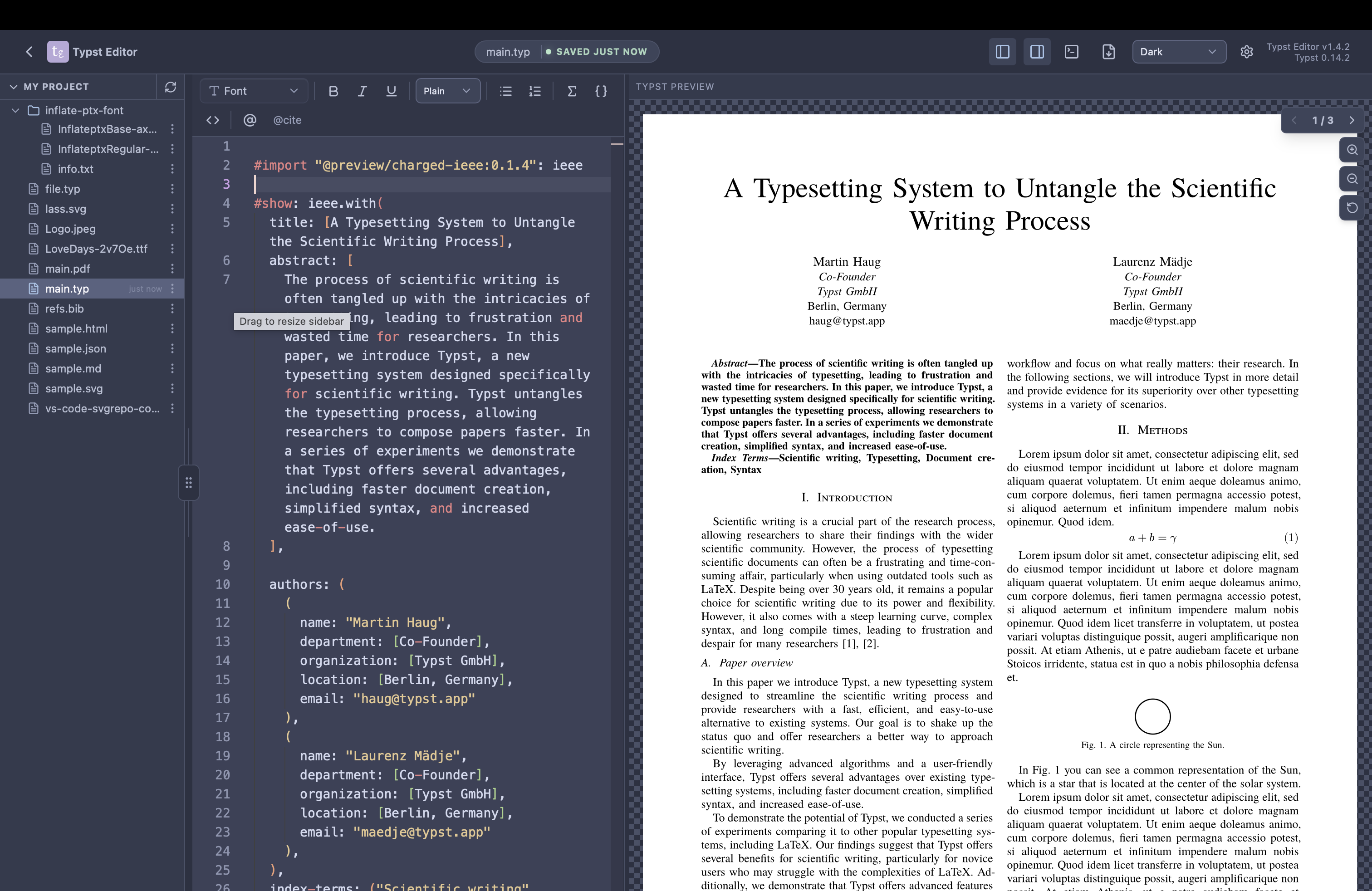 Typst Editor macOS dark mode