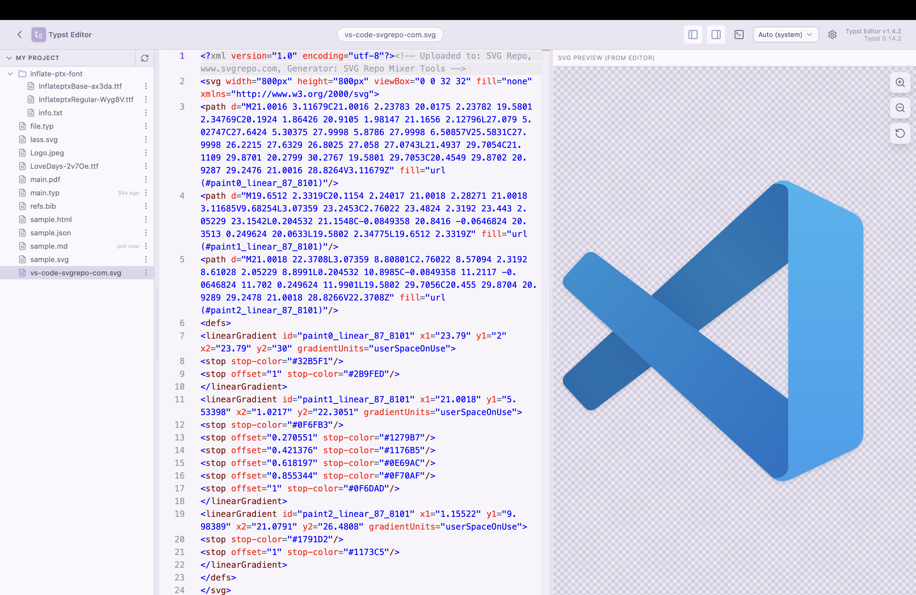 Typst Editor macOS asset preview